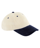 Contrast peak corduroy cap — Natural/Navy