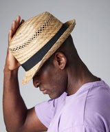 Straw summer trilby — lifestyle