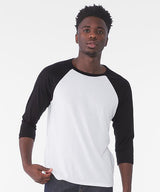 Unisex triblend ¾ sleeve baseball t-shirt — lifestyle