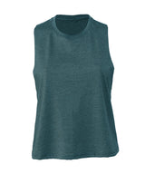 Women's racerback cropped tank — Heather Deep Teal