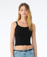 Women’s micro rib spaghetti strap tank — lifestyle