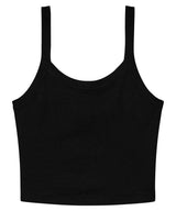 Women’s micro rib spaghetti strap tank — Solid Black Blend