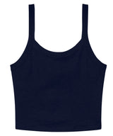 Women’s micro rib spaghetti strap tank — Solid Navy Blend
