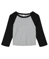 Women’s micro rib 3/4 raglan baby t-shirt — Athletic Heather/Black