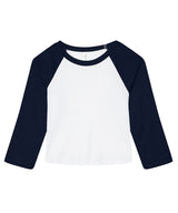 Women’s micro rib 3/4 raglan baby t-shirt — White/Navy
