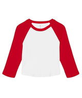 Women’s micro rib 3/4 raglan baby t-shirt — White/Red