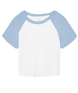 Women’s micro rib raglan baby t-shirt — White/Baby Blue