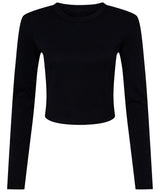 Women’s micro rib long sleeve baby t-shirt — Solid Black Blend