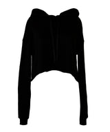 Women's cropped fleece hoodie — Black