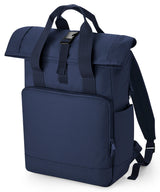 Recycled twin handle roll-top laptop backpack — Navy Dusk