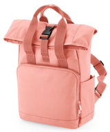 Recycled mini twin handle roll-top backpack — Blush Pink