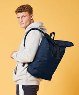 Recycled rolled-top backpack — lifestyle
