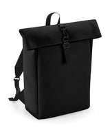 Matte PU rolltop backpack — Black