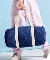 Denim barrel bag — lifestyle