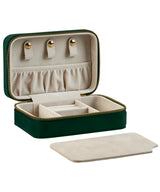 Velvet travel jewellery box — Dark Emerald