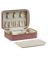 Velvet travel jewellery box — Rose Quartz