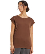 Women's extended shoulder tee — lifestyle