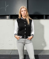 Women's sweat college jacket — lifestyle