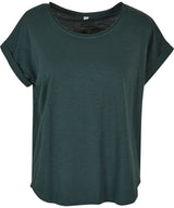 Women's long slub tee — Bottle Green