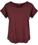 Women's long slub tee — Cherry