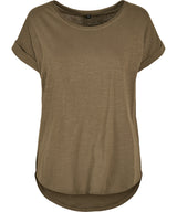 Women's long slub tee — Olive