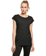 Women's organic extended shoulder tee — lifestyle