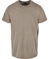 Acid washed round neck tee — Dark Khaki