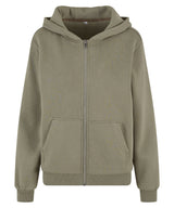 Women’s fluffy zip hoodie — Pale Olive
