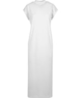Women’s long extended shoulder dress — White