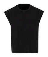 Vintage cropped heavy sleeveless tee — Black
