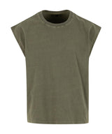 Vintage cropped heavy sleeveless tee — Warm Khaki
