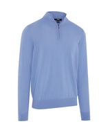 1/4-zip merino blend sweater — Mid Vista Blue