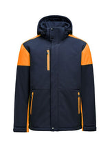 Printer Prime Mens Padded Softshell — Navy/Neon Orange