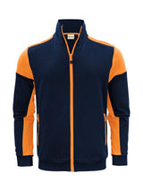 Printer Prime Full Zip Sweater — Navy/Neon Orange