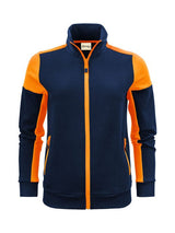 Printer Prime Ladies Full Zip Sweat — Navy/Neon Orange