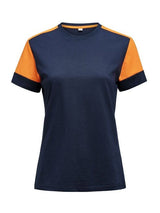 Printer Prime Ladies T-Shirt — Navy/Neon Orange