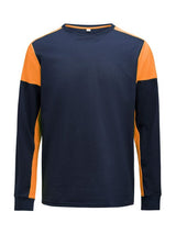 Printer Prime Long Sleeve T-Shirt — Navy/Neon Orange