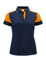 Printer Prime Ladies Polo — Navy/Neon Orange