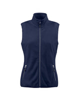 Printer Red Ladies Sideflip Fleece Vest — Navy