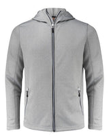 Printer Red Layback Full Zip Hoodie — Grey Melange