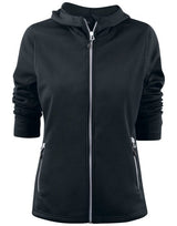 Printer Red Ladies Layback F/Z Hoodie — Black