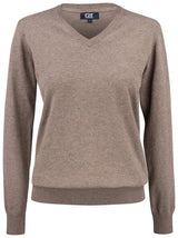 C&B Ladies Oakville V-Neck Sweater — Nougat Melange