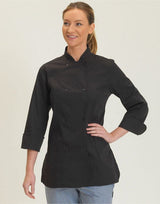 Dennys Ladies' LS Fitted Chef's Jacket — Black