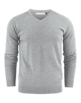 James Harvest Ashland V-Neck Knit Sweat — Grey Melange