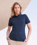 Women’s recycled polyester polo shirt — lifestyle
