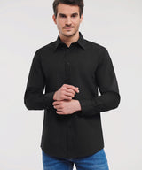 Long sleeve polycotton easycare fitted poplin shirt — lifestyle