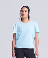 Women’s open back T — lifestyle