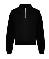 Women's cropped ¼-zip sweat — Deep Black