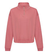 Women's cropped ¼-zip sweat — Dusty Rose