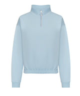 Women's cropped ¼-zip sweat — Sky Blue